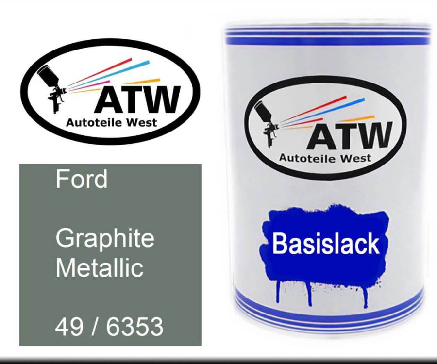 Ford, Graphite Metallic, 49 / 6353: 500ml Lackdose, von ATW Autoteile West.